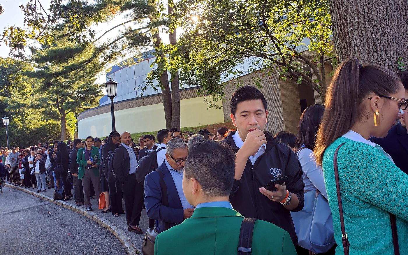 Students lining up for a national training