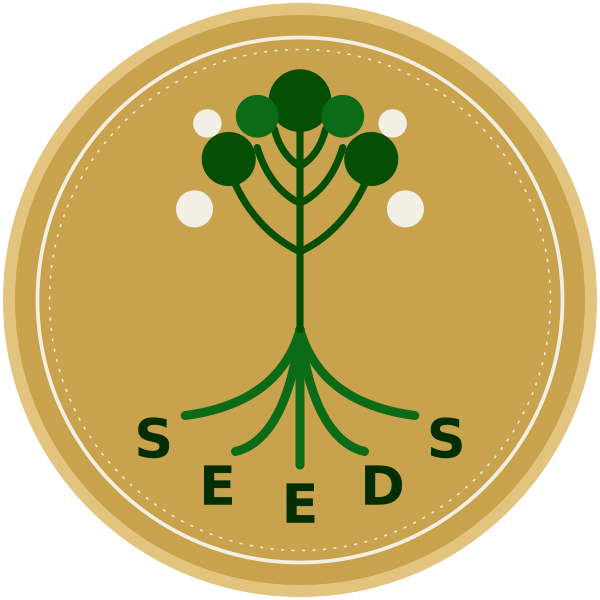 The SEEDS Tree of Life seal, with roots spelling SEEDS